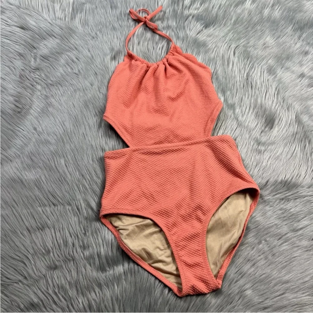 Old Navy Girls Scalloped Edge Cut Out One Piece Swimsuit Size L 10/12